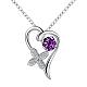 Silver Plated Brass Cubic Zirconia Heart with Flower Pendant Necklaces NJEW-BB06045-C-1