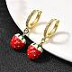 Серьги-подвески в форме клубники с микропаве из латуни и прозрачными кубическими цирконами EJEW-L305-01G-2