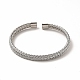 304 brazalete abierto con forma de cadena de malla plana de acero inoxidable para mujer BJEW-C033-08-3
