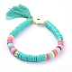 Handmade Polymer Clay Heishi Beads Stretch Bracelets BJEW-JB05079-2