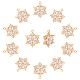 Superfindings 10 pz pendenti in ottone con micro pavé di fiocchi di neve placcati in oro con zirconi cubici ZIRC-FH0001-39-1