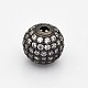 CZ Brass Micro Pave Grade AAA Clear Color Cubic Zirconia Round Beads KK-O065-6mm-05B-NR-1