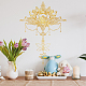 SUPERDANT Golden Lotus Mandala Wall Sticker Flower Chandeliers Style Wall Decals Boho Indian Mandala Namaste Flower Vinyl Sticker Lotus Yoga Meditation Art Murals Decor for Living Room Bedroom DIY-WH0228-785-4