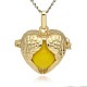 Golden Tone Brass Hollow Heart Cage Pendants KK-J241-08G-1