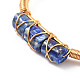 Bracelet manchette ouvert perlé triple colonne lapis lazuli naturel BJEW-E377-01G-05-4