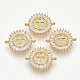 Brass Micro Pave Clear Cubic Zirconia Links connectors ZIRC-T012-62G-1