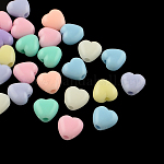 Abalorios acrílicos opacos, corazón, color mezclado, 7x7x5mm, agujero: 2 mm, aproximamente 350 unidades / 50 g