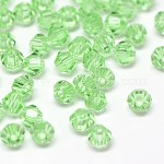 Imitation 5301 Bicone Beads, Transparent Glass Faceted Beads, Light Green, 4x3mm, Hole: 1mm, about 720pcs/bag