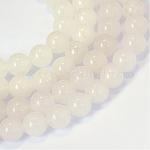 Natürliche weiße Jade runde Perle Stränge, 6~6.5 mm, Bohrung: 1 mm, ca. 63 Stk. / Strang, 15.5 Zoll