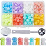 192 шт. 8-цветные частицы сургуча для отпечатков лап, с 1 ложкой из нержавеющей стали и 2 свечами, Наборы инструментов для сургучовых штампов для пожарной сургучной печати, для ретро печать печать, разноцветные, Частицы сургуча отпечатков лап: 5 мм, о 24шт / цвет