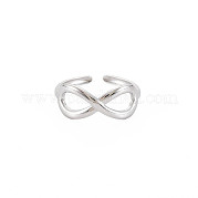 304 Stainless Steel Open Infinity Hollow Cuff Ring for Women RJEW-S405-198P