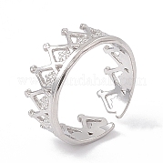 304 Stainless Steel Crown Open Cuff Rings for Women RJEW-G275-08P