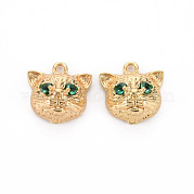 Brass Micro Pave Green Cubic Zirconia Charms KK-S356-470-NF