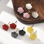 Серьги-гвоздики из латуни с кошачьим глазом EJEW-B133-01G