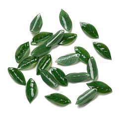 アクリルパーツ  葉  グリーン  17~18x7~8x1~2mm  穴：0.9~1mm