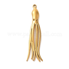Ионное покрытие (ip) подвески из нержавеющей стали 304, очарование осьминога, реальный 18k позолоченный, 44.5x11x2.5 мм, отверстие : 1.3 мм