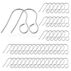 100 pieza de ganchos para pendientes franceses hipoalergénicos de acero inoxidable 316, ganchos para pendientes planos, cable de oreja, con lazo horizontal, color acero inoxidable, 18mm, agujero: 4.6 mm, 20 diámetro, pin: 0.7 mm
