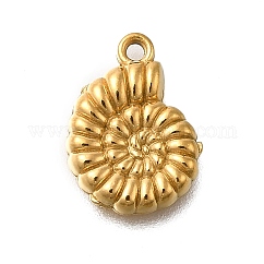 Anhänger aus 304 Edelstahl, Charme mit Ozeanmotiv, Ionenbeschichtung (ip), echtes 18k vergoldet, Schalenform, 13.5x9.5x2 mm, Bohrung: 1.2 mm