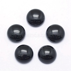 Cabujones de ágata negra teñidos y calentados de forma natural, semicírculo, 12x5~6mm