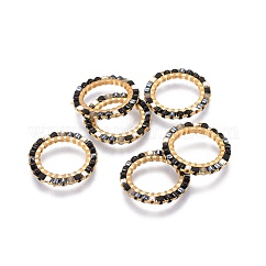 Miyuki & toho perline giapponesi fatte a mano, con anelli di collegamento in ottone, modello telaio, anello, oro, colorato, 15~16x1.8mm