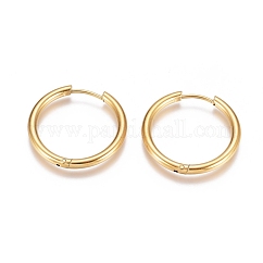 Pendientes de aro de acero inoxidable 304 con revestimiento iónico (IP), Pendientes de aro criollos con pasador de acero inoxidable quirúrgico 316, anillo, dorado, 25x2.5mm, 10 diámetro, pin: 0.9 mm