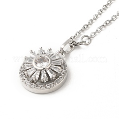 Collares con colgante de circonita cúbica transparente micropavé de latón giratorio giratorio, flor, Platino, 16.10 pulgada (40.9 cm)