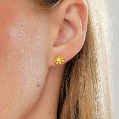 Orecchini a bottone in acciaio inossidabile 201 placcato oro 18k vero per donna&nbsp;TL9676-2