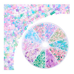 10 набор 10-х цветных прозрачных матовых стеклянных круглых бусин&nbsp;GLAA-PH0003-44B