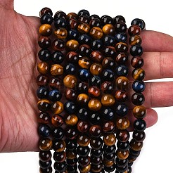 Природных тигровый глаз бисер нитей G-L446-02-8mm
