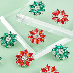 8 шт. 2-цветные пуговицы с тремя отверстиями из сплава со стразами на ножке BUTT-GA0001-16