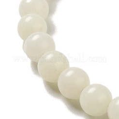 Bracelet extensible en perles de racine de bodhi en turquoise synthétique et jade blanc avec breloque de sac porte-bonheur au cinabre&nbsp;BJEW-B080-02