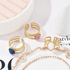 Многослойные открытые манжетные кольца из нержавеющей стали 304 RJEW-Z078-07G