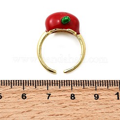真鍮調整可能なカフリング  エナメル  18KGP本金メッキ  りんご  15mm  内径: 調節可能&nbsp;LS-RJEW-C143-01C-G