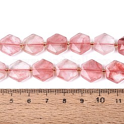 チェリークォーツガラスビーズ連売り  多面カット六角形  シードビーズで  11.5~12.5x13~14x4~5.5mm  穴：1~1.2mm  約26~28個/連  14.37~15.75インチ（36.5~40cm）&nbsp;G-N368-01A-21