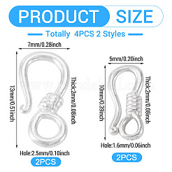 4 шт. 2 стиля застежек-крючков из стерлингового серебра&nbsp;STER-TA0001-47