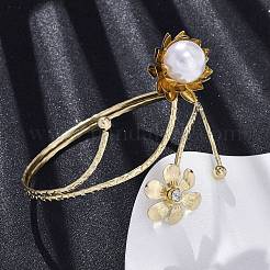 Браслеты-манжеты из сплава лотоса для девушек и женщин AJEW-A063-01J-G