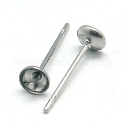 変色しにくい304ステンレススチールスタッドピアス金具  ステンレス鋼色  14x4mm  ピン：0.7mm&nbsp;STAS-E024-9
