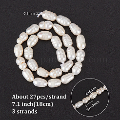 3 нить бусин из натурального культивированного пресноводного жемчуга PEAR-NB0002-25