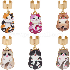 6 шт. подвеска в виде стетоскопа в виде кота из двухцветного сплава с эмалью&nbsp;HJEW-SP0001-39