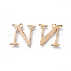 304ステンレススチールチャーム  ギリシャ語のアルファベット  ゴールドカラー  文字.n  13x13x1mm  穴：1.2mm&nbsp;STAS-L263-12G