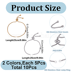 10шт 2 цвета регулируемый браслет из нержавеющей стали 304 изготовление STAS-GO0001-32