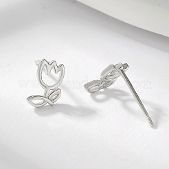 Элегантные женские серьги-гвоздики с серебряным цветком розы IO8237-2