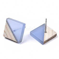 Серьги-гвоздики из прозрачной смолы и дерева EJEW-N017-005A-A01