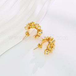 Серьги-гвоздики в форме буквы С с цветком из латуни&nbsp;IF6641-2