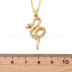 Collane con ciondolo a forma di serpente in ottone micro pavé di zirconi cubici trasparenti&nbsp;LS-NJEW-S438-02B-G