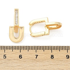 U-образные серьги-кольца из латуни с прозрачным кубическим цирконием EJEW-Q016-20G