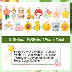 30шт 15 стиля непрозрачные подвески из смолы&nbsp;RESI-YW0003-30