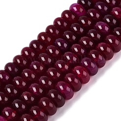 天然石瑪瑙ビーズ連売り  滑らかなロンデル  染め  赤ミディアム紫  10~10.5x5.5~6mm  穴：0.7~1.2mm  約61~69個/連  14.37~15.55インチ（36.5~39.5cm）&nbsp;G-Q613-01E-10