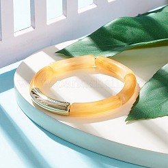 Braccialetto elasticizzato con perline in tubo curvo acrilico con pietra preziosa imitazione&nbsp;BJEW-JB07981-02