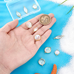 10 шт. 5 стиля латунные подвески-соединители из натуральной белой ракушки&nbsp;KK-PH0012-91A